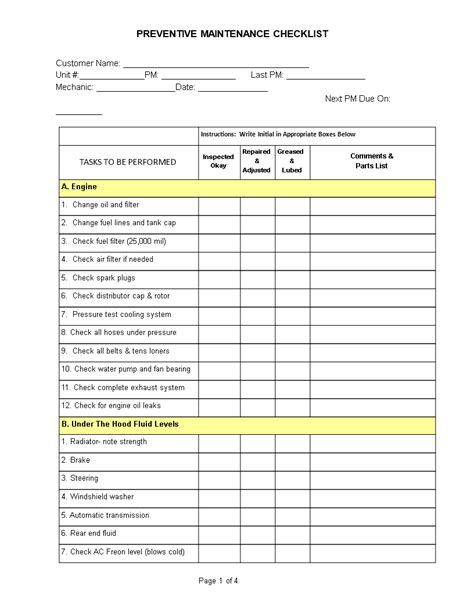 Mechanic Checklist Template – Tasbih.armstrongdavis.com