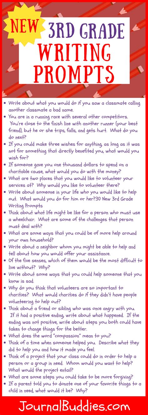 30 New 3rd Grade Writing Prompts ⋆ Journal Buddies