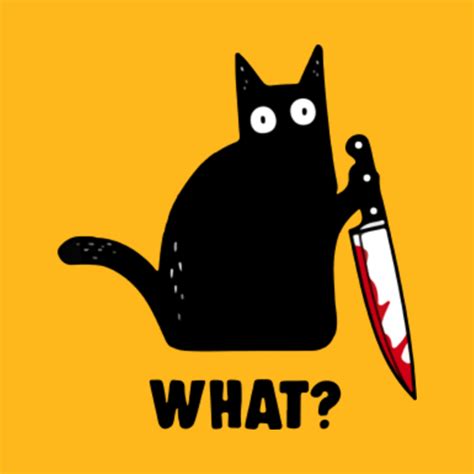 Black Cat With Knife Red Blood What - Black Cat What Knife - Mask | TeePublic