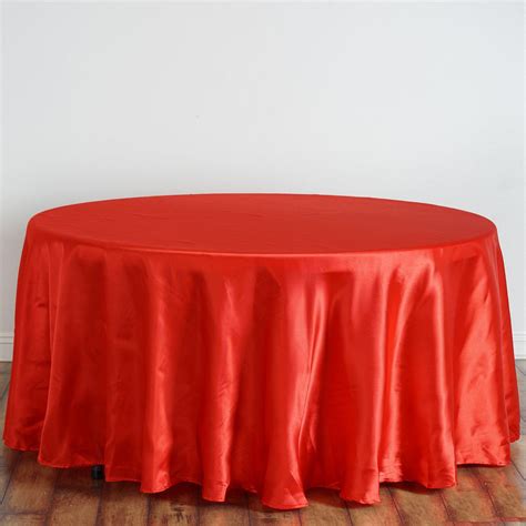 Buy 120" Red Satin Round Tablecloth - Case of 36 Tablecloths at ...