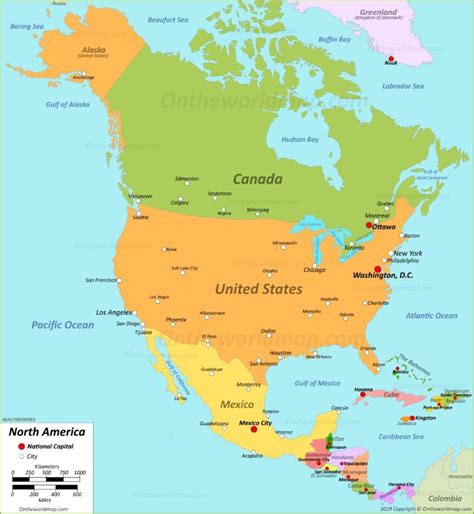 Printable Map Of North America