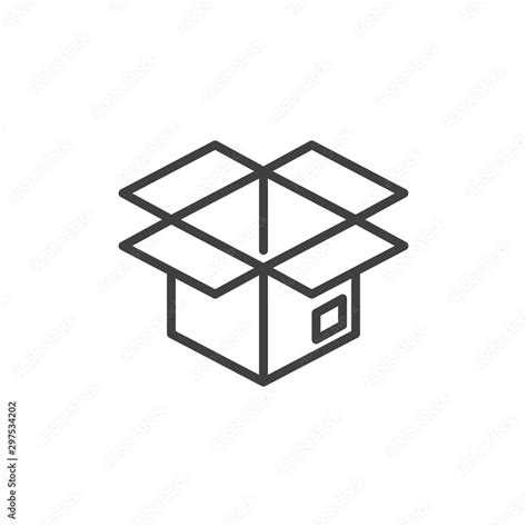 Open cardboard box line icon. linear style sign for mobile concept and web design. Parcel box ...