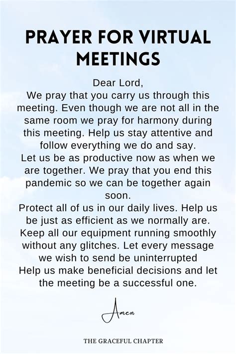 Prayer for Virtual Meetings | Prayer meeting, Opening prayer for ...