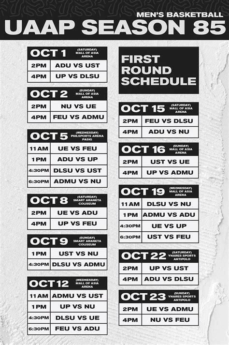 SCHEDULE: UAAP Season 85 men's basketball first round | Inquirer Sports