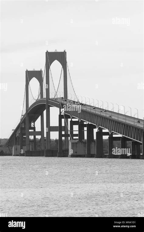 Suspension bridge newport bridge Black and White Stock Photos & Images ...