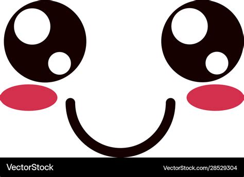 Kawaii cute face expression eyes and mouth smile Vector Image