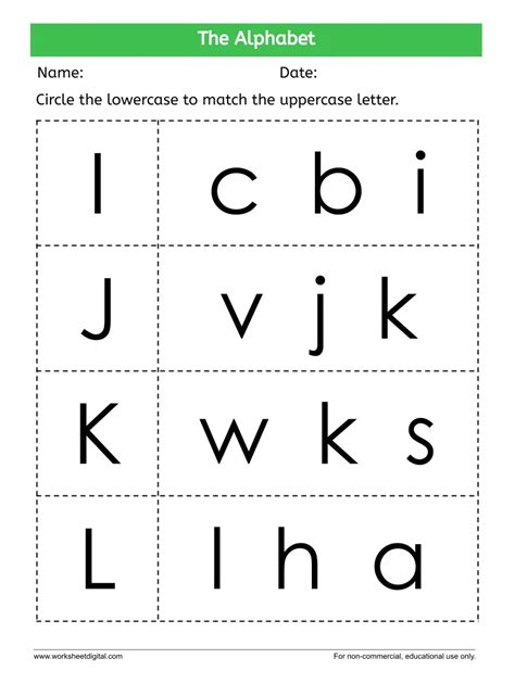 The Alphabets - Upper and Lowercase A to Z - Worksheet Digital