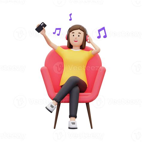 3d mujer escuchando música ilustración 11047991 PNG