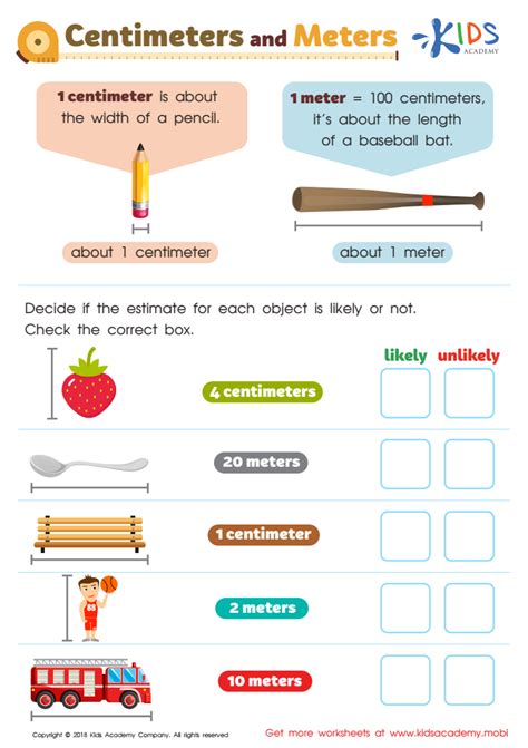 Centimeters and Meters Worksheet: Free Printable PDF for Kids - Answers ...