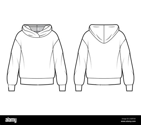 Oversized cotton-fleece hoodie technical fashion illustration with ...