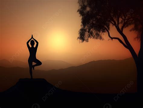 Yoga Silhouette Nature Scenery World Yoga Day Advertising Background ...