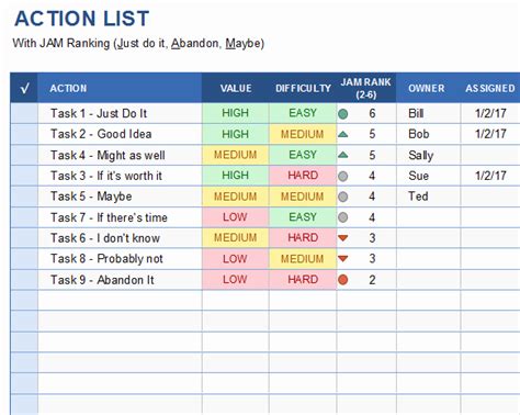 50 Meeting Action Items Tracker Excel