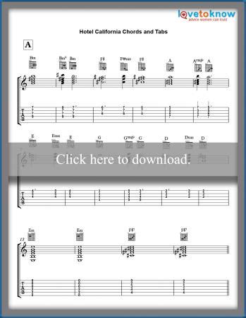 Chord Guitar Hotel California - Sheet and Chords Collection