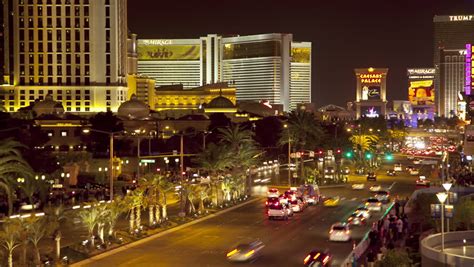 Time Lapse Las Vegas Strip At Night. All Trademarks Are Blurred ...