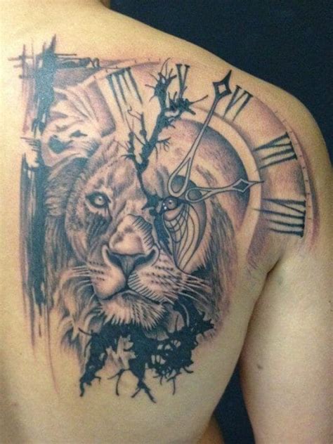 15+ Lion and Clock Tattoo Designs | Cool Lion Clock Tattoos