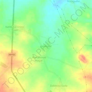 Kandukur topographic map, elevation, terrain