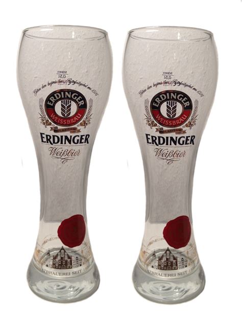 Erdinger (Bavaria) - 2 German Beer Glasses 0.5 Litre - "130 years ...