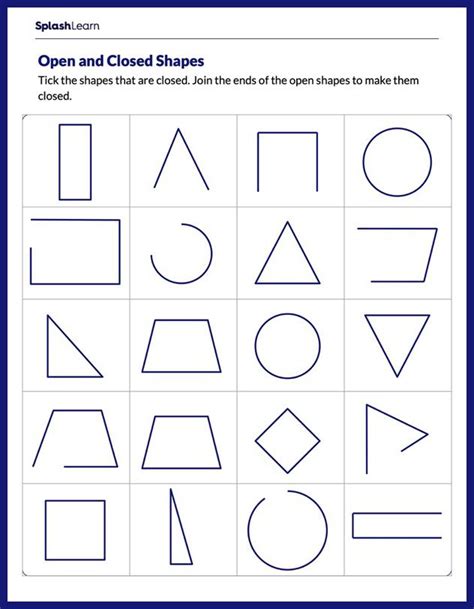 Identify Open and Closed Shapes - Math Worksheets - SplashLearn