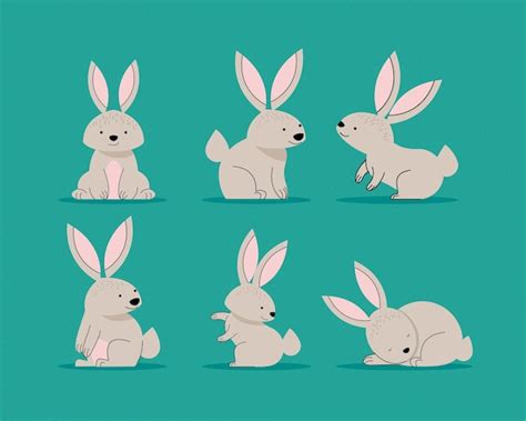 Six Cute Beige Rabbits - Vector Templates for Free Download - Free Stock Photos | IMGPANDA - A ...