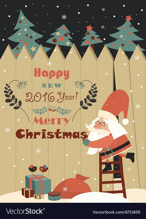 Funny santa claus wishing you merry christmas Vector Image