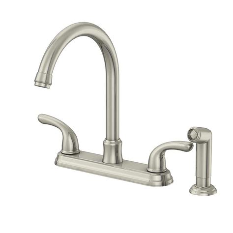 Glacier Bay Builders 2-Handle Standard Kitchen Faucet with Sprayer in Stainless Steel ...