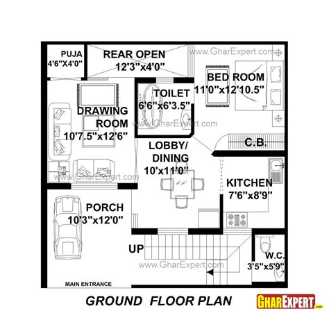 House Plan for 30 Feet by 30 Feet plot (Plot Size 100 Square Yards) - GharExpert.com Budget ...