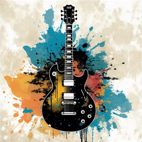 Premium Photo | Electric Guitar Rock music painting