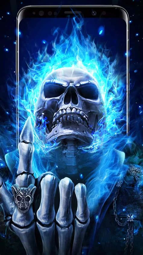 Blue Flame Skull Wallpaper