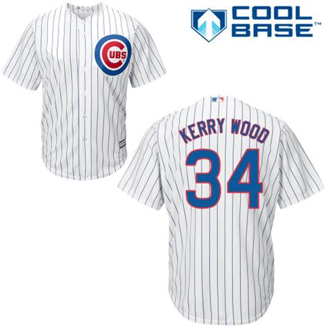 Men's Majestic Chicago Cubs #34 Kerry Wood Replica White Home Cool Base MLB Jersey