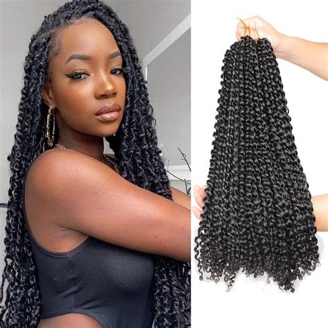 18Inch Passion Twist Crochet Hair Synthetic Braiding Hair Water Wave Crochet Braids Hair For ...