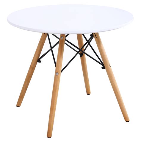 5 Piece Kids Mid-Century Modern White Round Table Chair Set with 4 Arm ...