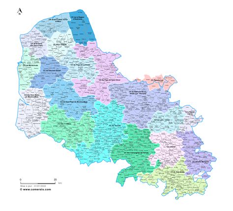 Carte des intercommunalités du Pas-de-Calais avec communes