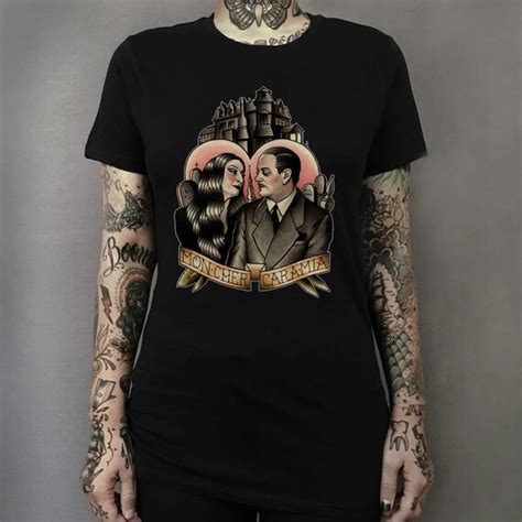 Morticia and Gomez The Adams Family Tattoo Art T-shirt