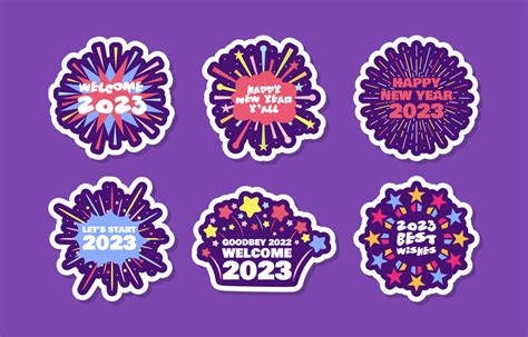 New Year Fireworks Sticker Collection 13687695 Vector Art at Vecteezy