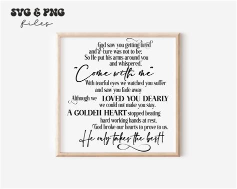 God Saw You Getting Tired Svgmemorial Poem Svgmemorial - Etsy