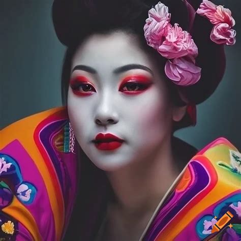 Mystical geisha in lantern-lit kyoto alley with ethereal beauty on Craiyon