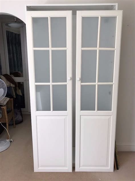 Ikea white PAX wardrobe with 2 frosted glass doors & 5 shelves - excellent condition | in ...