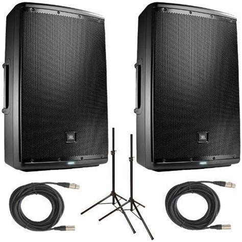 JBL EON 615 Powered Loudspeakers (Pair) with Stands and XLR Cables Bundle | #1812303987