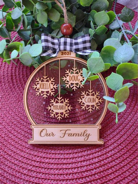 Personalized Family Snow Globe Christmas Ornament, Holiday Snow Globe ...