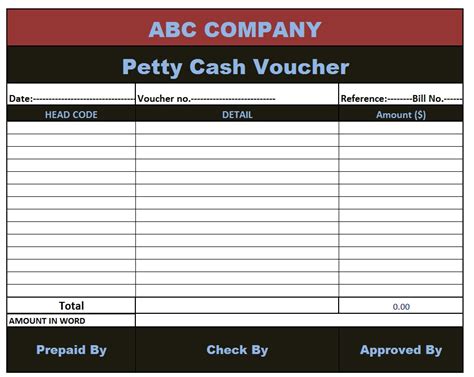 Petty Cash Voucher Templates - Excel Word Template Cash Box, 100 Words ...