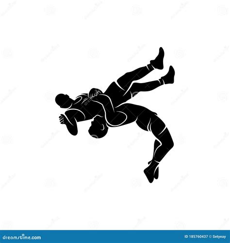 Wrestling Logo Vector Template, Illustration Symbol, Silhouette Design ...