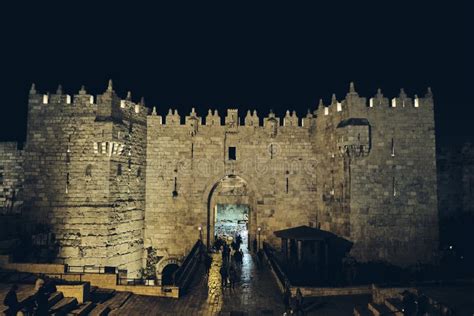 Damascus Gate at Night in Old JERUSALEM, ISRAEL Editorial Photography - Image of urban, light ...