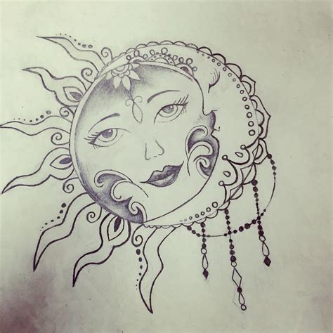 Sun and moon; tattoo, drawing, sketch. | Moon tattoo, Moon artwork, Sun ...