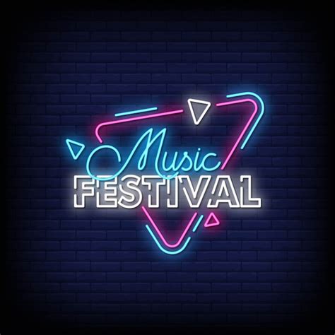 Premium Vector | Music festival neon signs style text