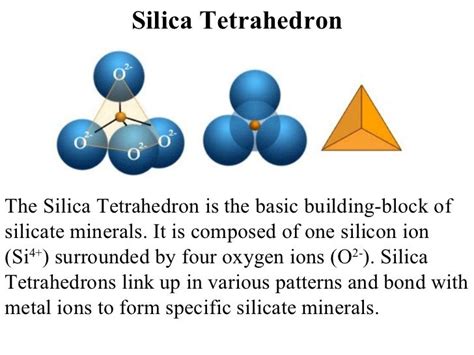 Silica Tetrahedron The Silica Tetrahedron is the basic building-block of silicate minerals. It ...