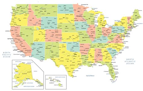 USA Map with States and Cities - GIS Geography