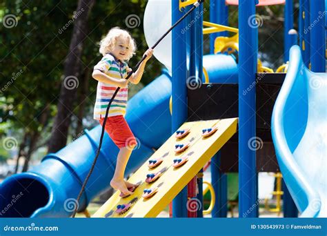 Kids on Playground. Children Play in Summer Park. Stock Image - Image of happy, little: 130543973