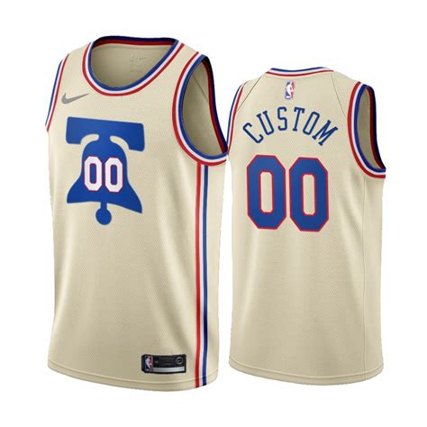 2020-21 Philadelphia 76ers Custom Earned Edition Cream #00 Jersey ...