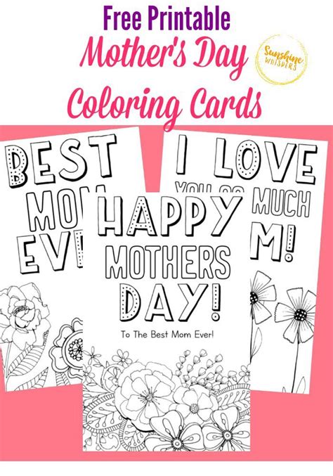 Free Printable Mother's Day Coloring Cards | Mothers day cards printable, Mothers day coloring ...