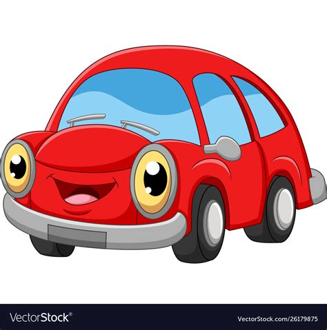 Smiling red car cartoon on white background Vector Image